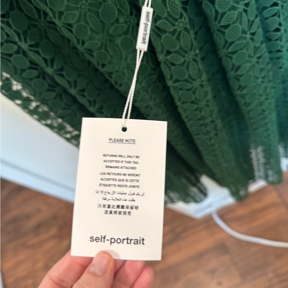 Self-Portrait MIDI Green Lace Petal Dress - Picture 6 of 8